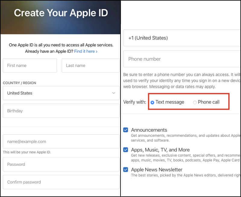 Tạo ID Apple thông qua trình duyệt