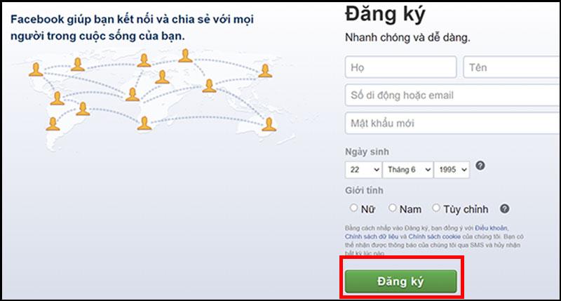 Bước 1: Truy cập Facebook bằng trình duyệt