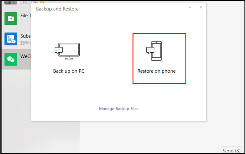 Sau khi đã sao lưu tin nhắn, nếu muốn khôi phục tin nhắn thì bấm Restore on Phone.