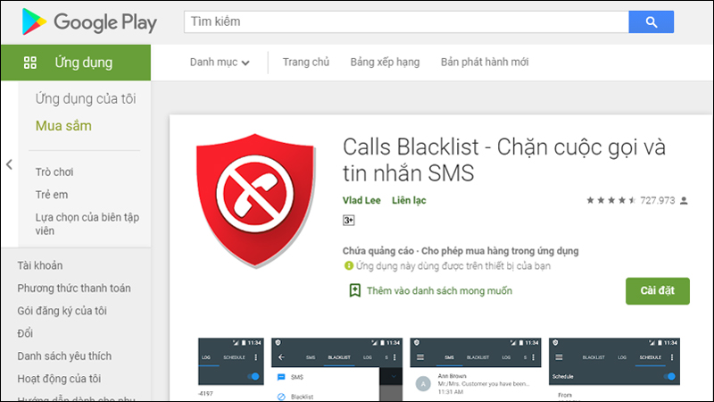 Ứng dụng Calls Blacklist – Call Blocker 