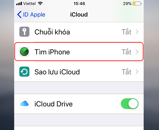 Bước 3: Sau đó chọn Tìm iPhone.