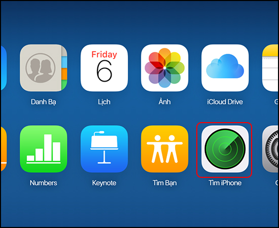 Bước 5: Lúc này bạn chọn Tìm iPhone.