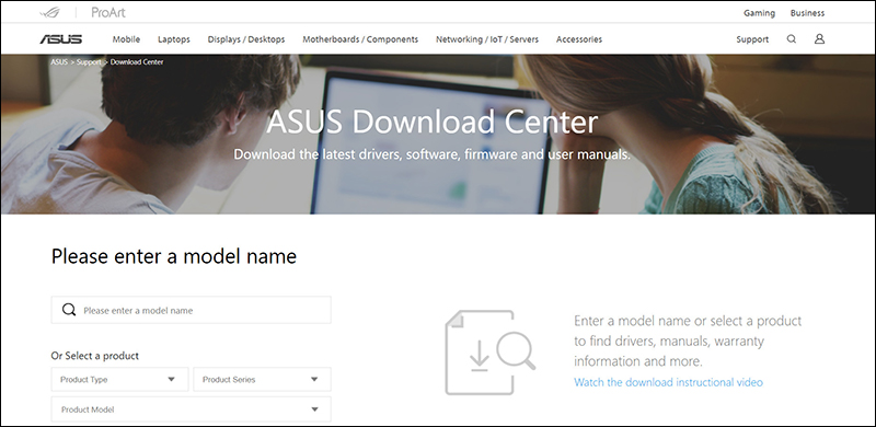 Truy cập trang web của ASUS để cập nhật hệ điều hành