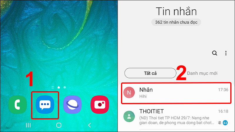 Vào Tin nhắn và nhấn vào cuộc trò chuyện liên hệ bất kỳ