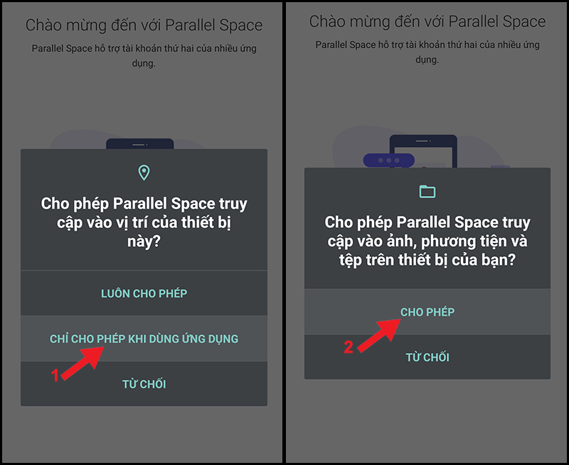Cho phép truy cập vào vị trí và các tệp