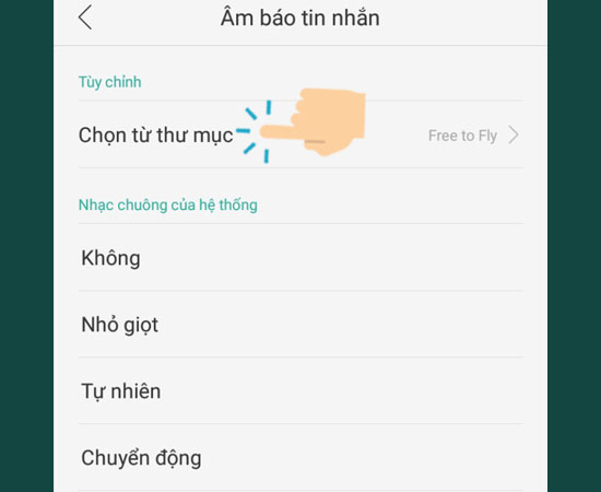 Bước 4: Ngoài những âm báo mặc định bạn có thể Chọn từ thư mục.