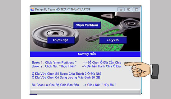 Chọn Partition >> Thực hiện