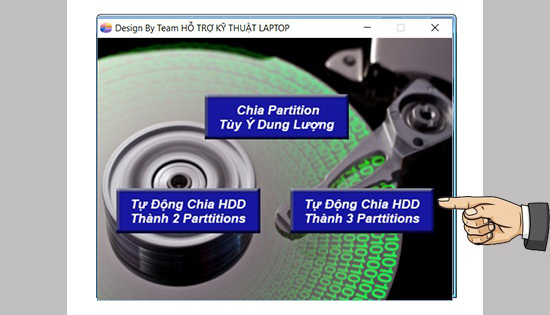 Tự động chia HDD thành 3 Partition
