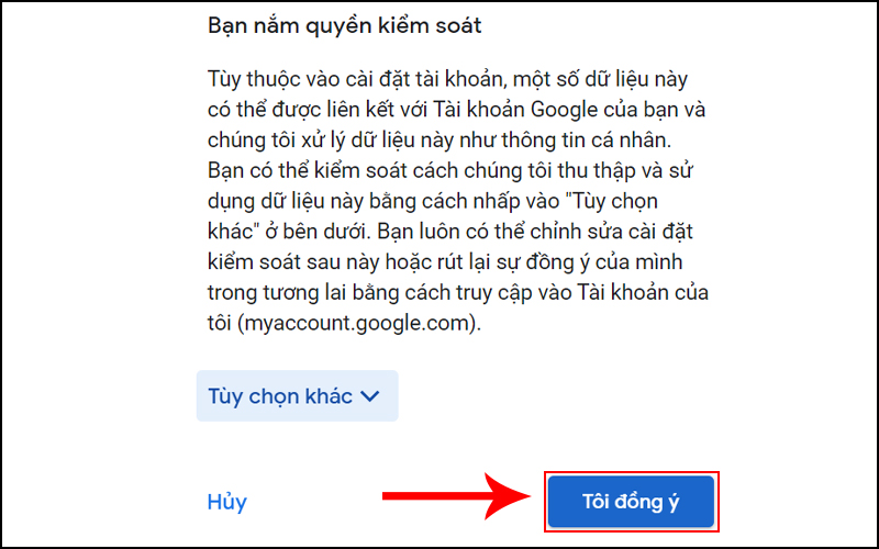 Đọc các chính sách tại mục Quyền riêng tư và Điều khoản sau đó nhấn Tôi đồng ý là xong