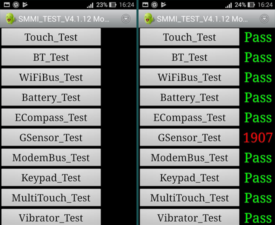 Bạn chỉ cần ấn vào từng mục để kiểm tra các tính năng tương ứng, sau khi kiểm tra thấy mục đó hiện chữ
