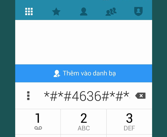Test bằng câu lệnh trên bàn phím gọi điện thoại với câu lệnh như sau: *#*#4636#*#*.