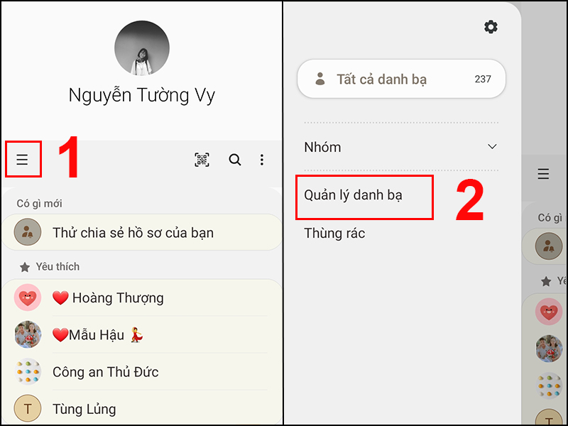 Chọn Quản lý danh bạ