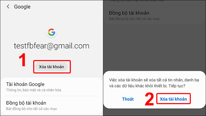 Xóa tài khoản Google