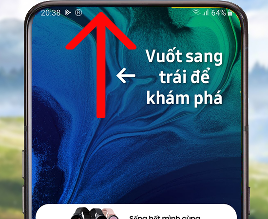 vuốt thanh trạng thái từ trên xuống