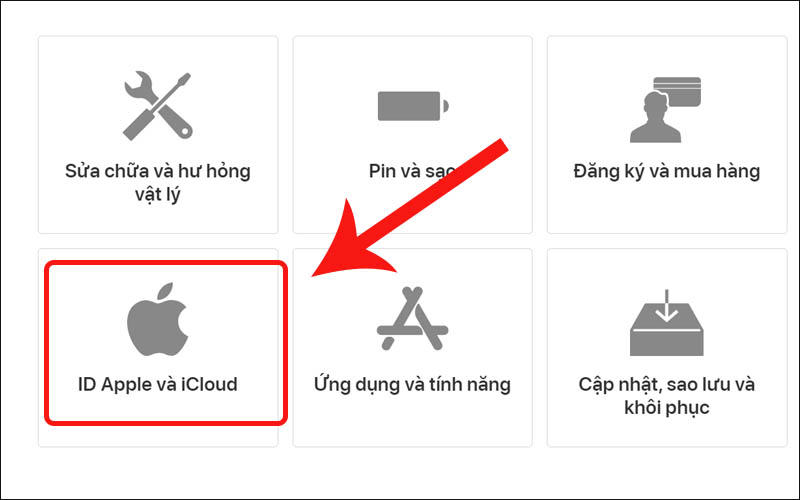 Chọn ID Apple và iCloud