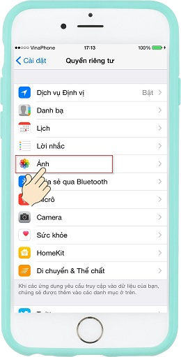 Chọn vào mục ảnh