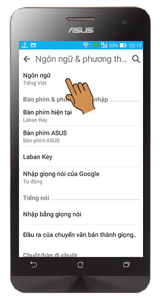 Tùy chọn ngôn ngữ trên Android