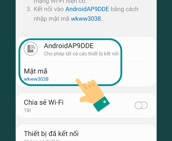 Bạn cũng có thể thiết lập tên và mật mã của điểm phát nữa.