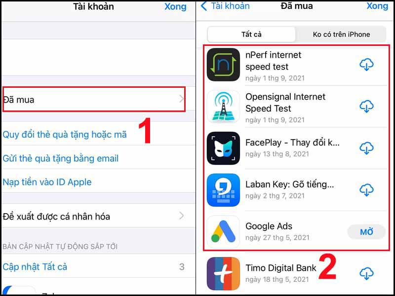 Kiểm tra lại lịch sử mua hàng trên App Store