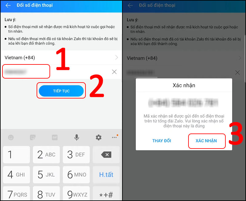 Nhập số điện thoại mới