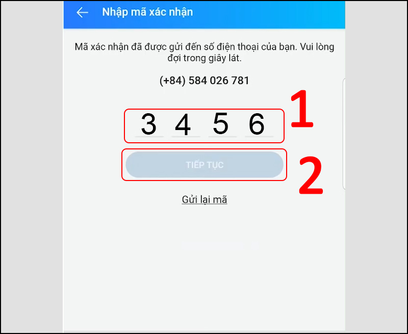 Nhập mã xác nhận để hoàn tất việc đổi số điện thoại