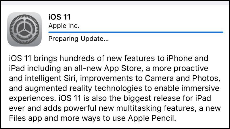 Khởi động lại máy bằng nút cứng khi đang cập nhật iPhone bị dừng ở Preparing Update