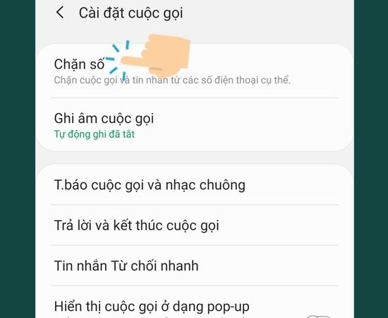 Bước 3: Kế tiếp bạn hãy chọn Chặn số