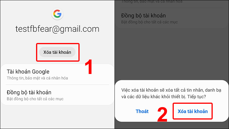 Xóa tài khoản Google khỏi điện thoại