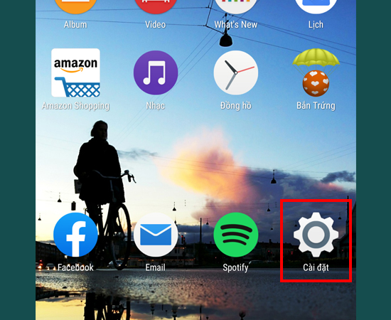 Bước 1: Vào Cài đặt.