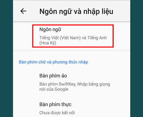 Bước 4: Tiếp theo , bạn nhấp vào mục Ngôn ngữ.