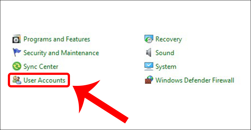 Chọn User Accounts