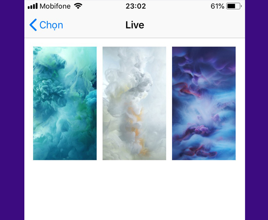 Chọn một hình nền bất kỳ ở Live