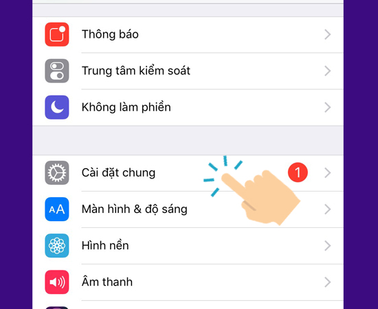 Vào Cài đặt chung