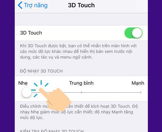 Chọn Độ nhạy 3D Touch thích hợp