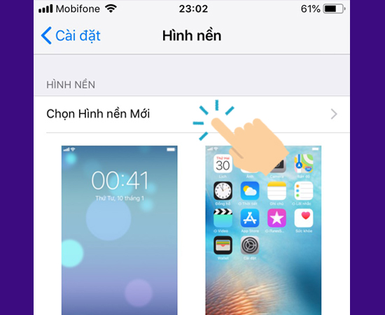 Vào Chọn hình nền mới