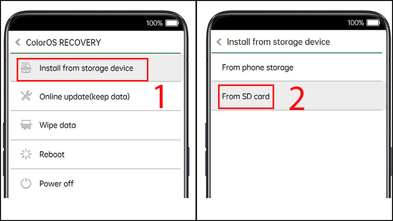 Cài đặt ROM qua Install from storage device 