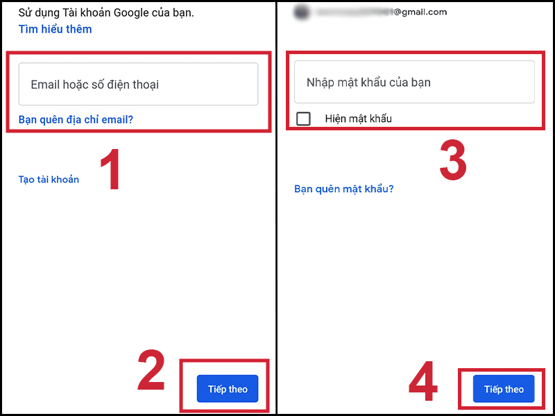 Nhập email và mật khẩu của bạn
