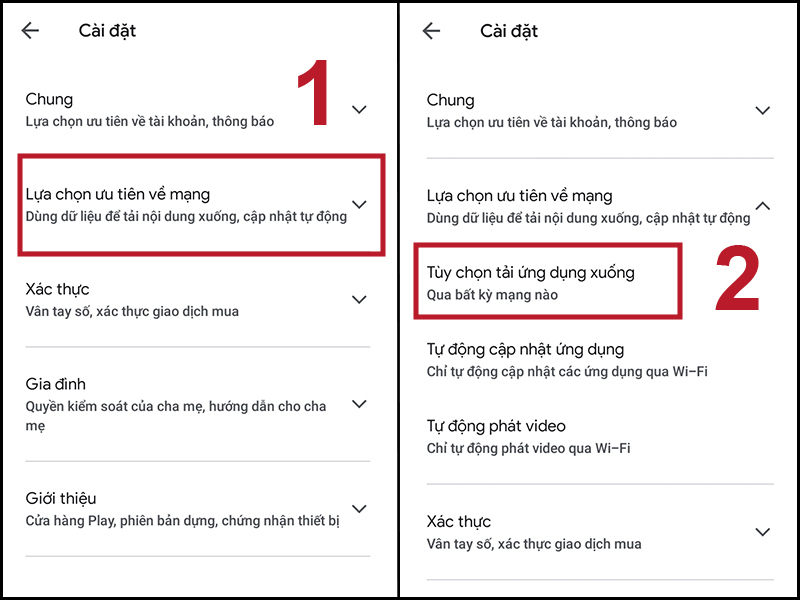 Chọn Tùy chọn ứng dụng tải xuống