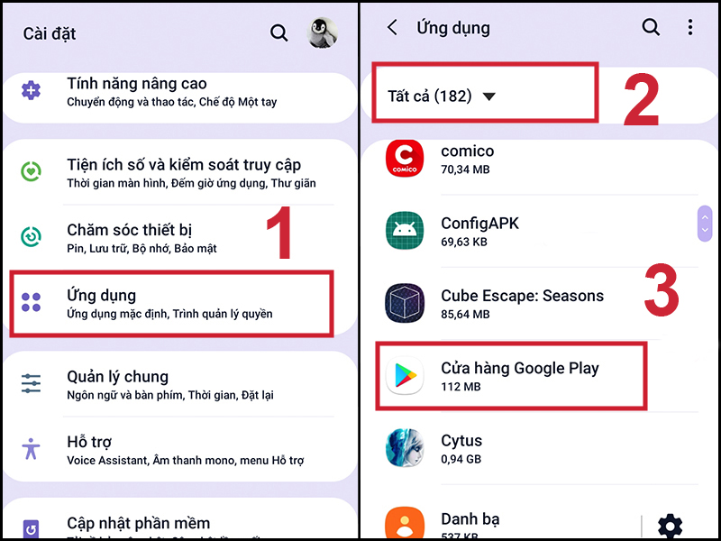 Chọn ứng dụng Cửa hàng Google Play