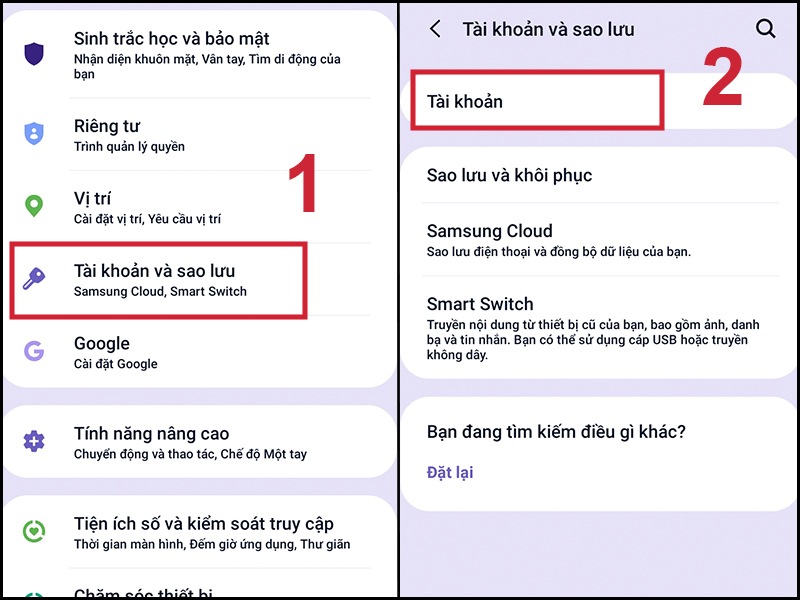 Chọn Tài khoản
