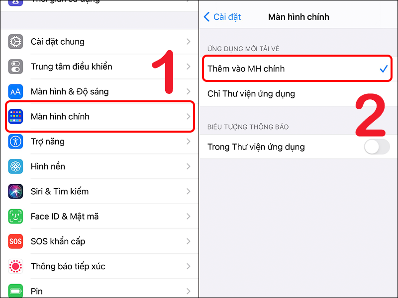 Thêm ứng dụng vào màn hình chính