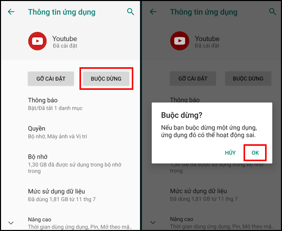 Cách Buộc dừng ứng dụng hoàn toàn và mở lại Youtube