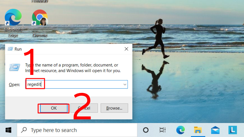 Nhập lệnh để mở hộp thoại Registry Editor
