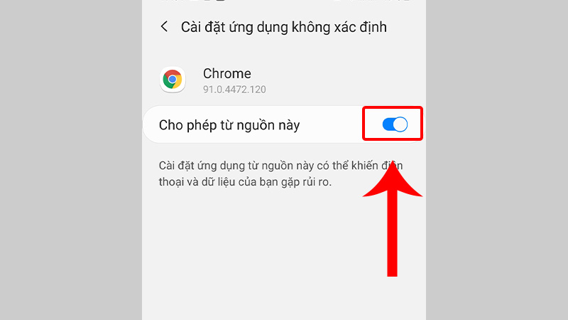 Bật công tắc ở mục Google Chrome