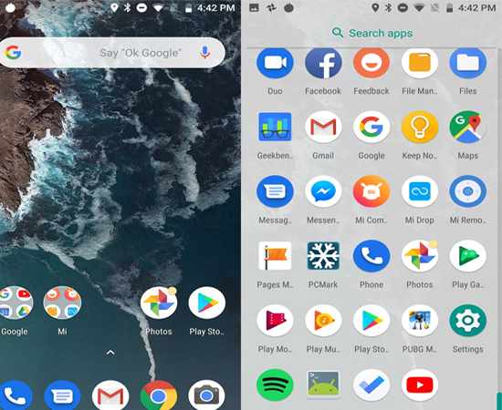 giao diện android 9