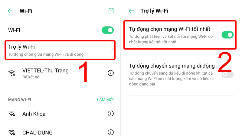 Chọn chế độ Tự động chọn mạng WiFi tốt nhất