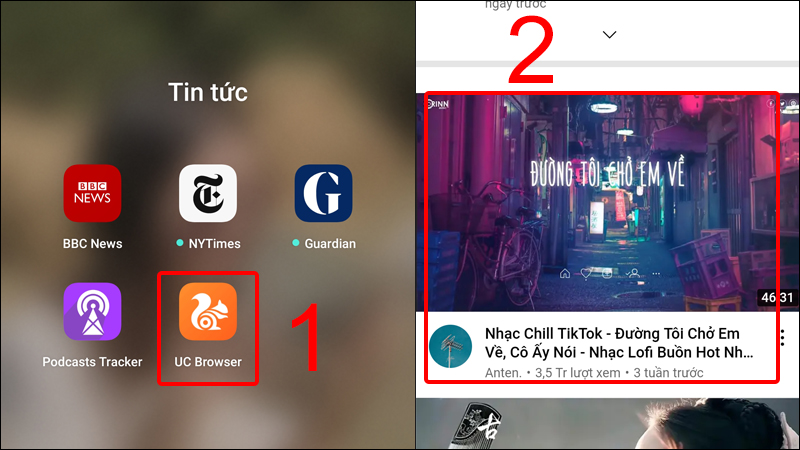 Mở một video bất kỳ trên UC Browser
