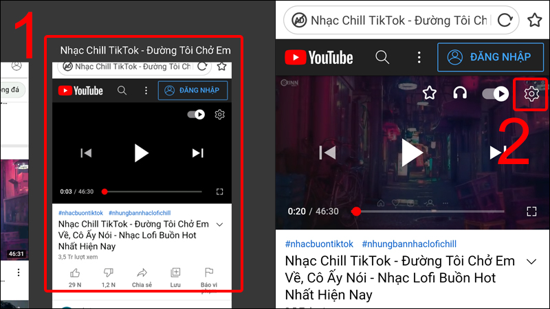 Chọn biểu tượng Cài đặt