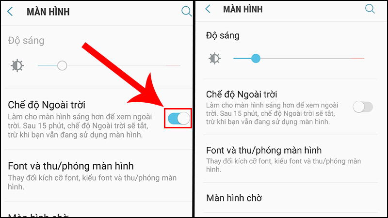 Bước 2: Nhấn gạt nút trong hình chuyển qua màu xám để tắt chế độ sáng tự động.