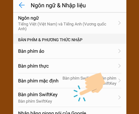 vào Bàn phím SwiftKey